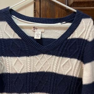 EUC sweater, navy/cream striped